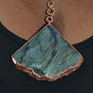 TVD Large Labradorite Copper Electroform Necklace